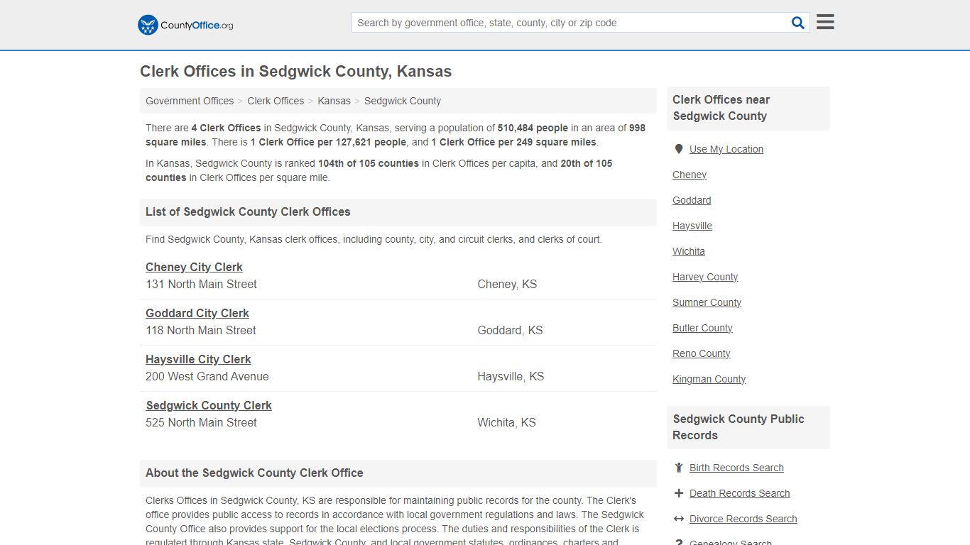 Clerk Offices - Sedgwick County, KS (County & Court Records)